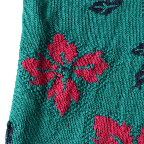 Vintage Oversized Cardigan in Turquoise and Hot Pink Floral Knit - Picture 7 of 8